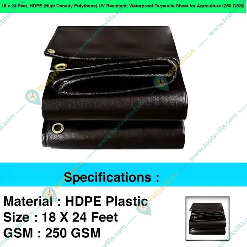 HDPE UV Resistant, Waterproof Tarpaulin Sheet for Agriculture (250 GSM), Zero filler and 100% Virgin(Size-( 18 X 24 ) Feet)