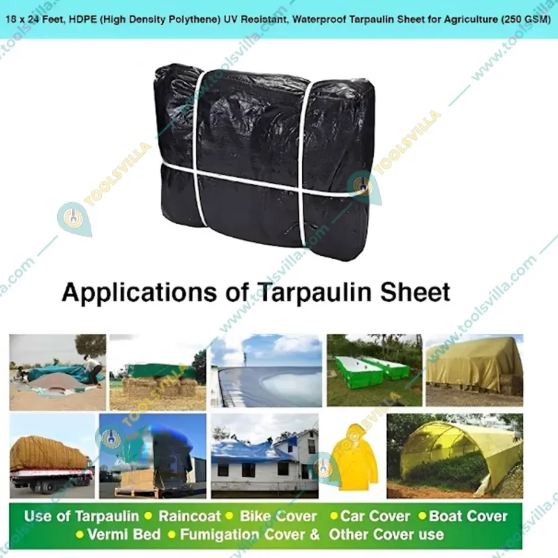 HDPE UV Resistant, Waterproof Tarpaulin Sheet for Agriculture (250 GSM), Zero filler and 100% Virgin(Size-( 18 X 24 ) Feet)