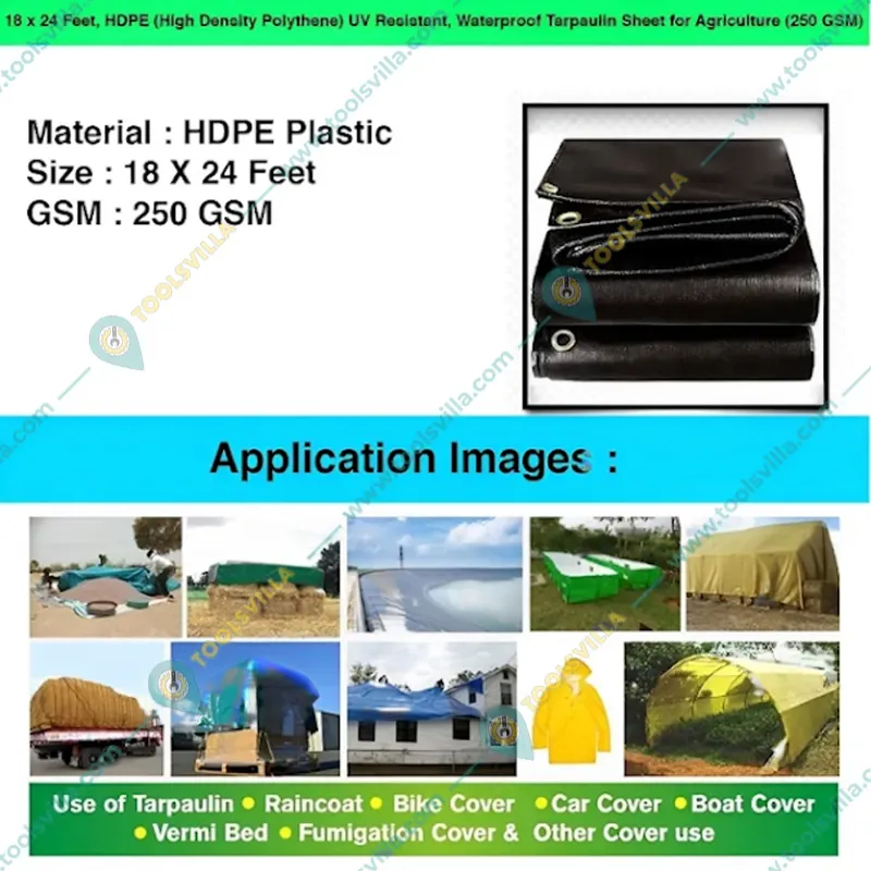 HDPE UV Resistant, Waterproof Tarpaulin Sheet for Agriculture (250 GSM), Zero filler and 100% Virgin(Size-( 18 X 24 ) Feet)