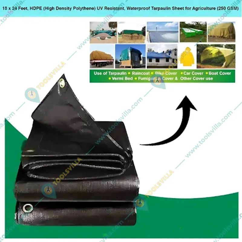 HDPE UV Resistant, Waterproof Tarpaulin Sheet for Agriculture (250 GSM), Zero filler and 100% Virgin(Size-( 18 X 24 ) Feet)