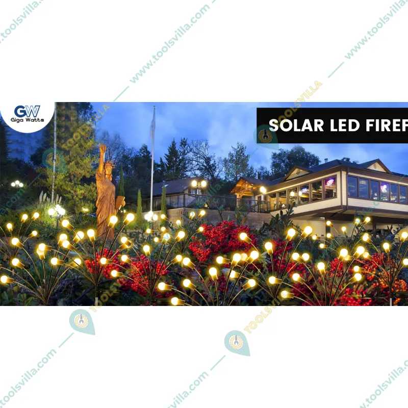GIGAWATTS GW-301WW 8 LED Solar Firefly Plug-in Ground BIS Approved Decoration Light for Patio Lawn Backyards (Pack of 1)