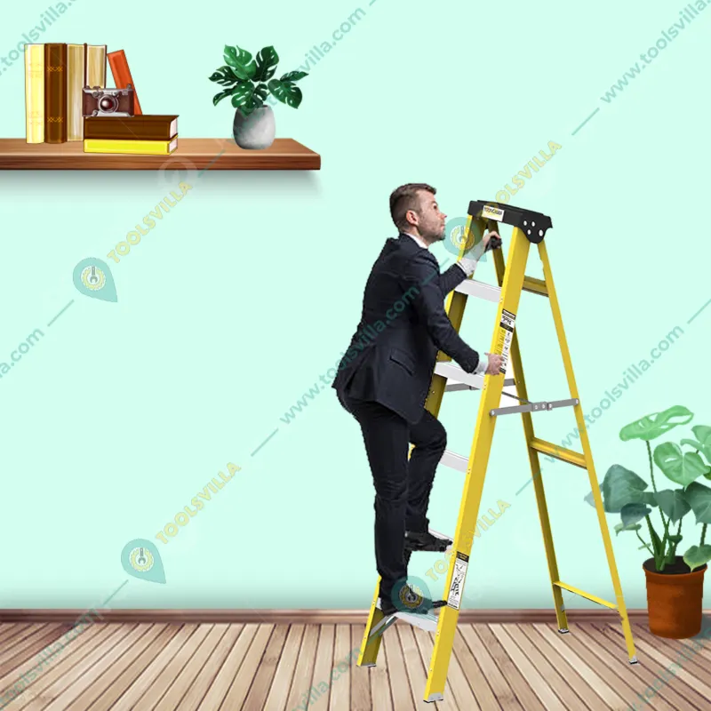 Youngman 5 Steps FRP (Fiberglass) 1.82 m Single Sided Self Supporting Ladder Including Tool Storage Platform at The Top
