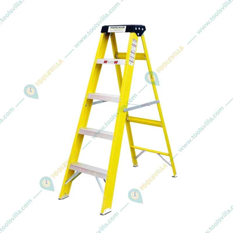 Youngman 4 Steps FRP (Fiberglass) 1.52 m Single Sided Self Supporting Ladder Including Tool Storage Platform at The Top