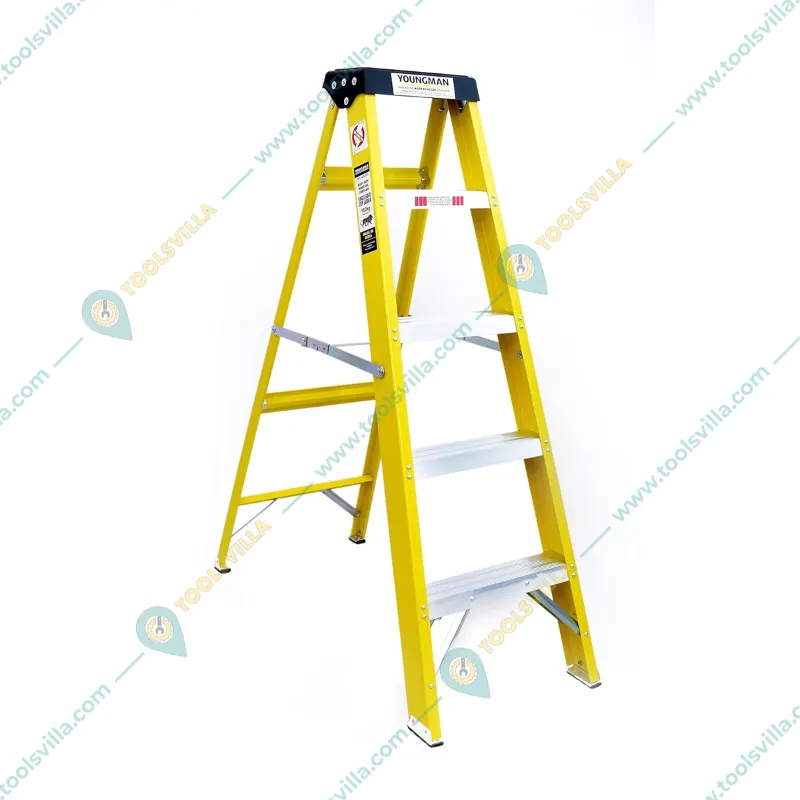 Youngman 4 Steps FRP (Fiberglass) 1.52 m Single Sided Self Supporting Ladder Including Tool Storage Platform at The Top
