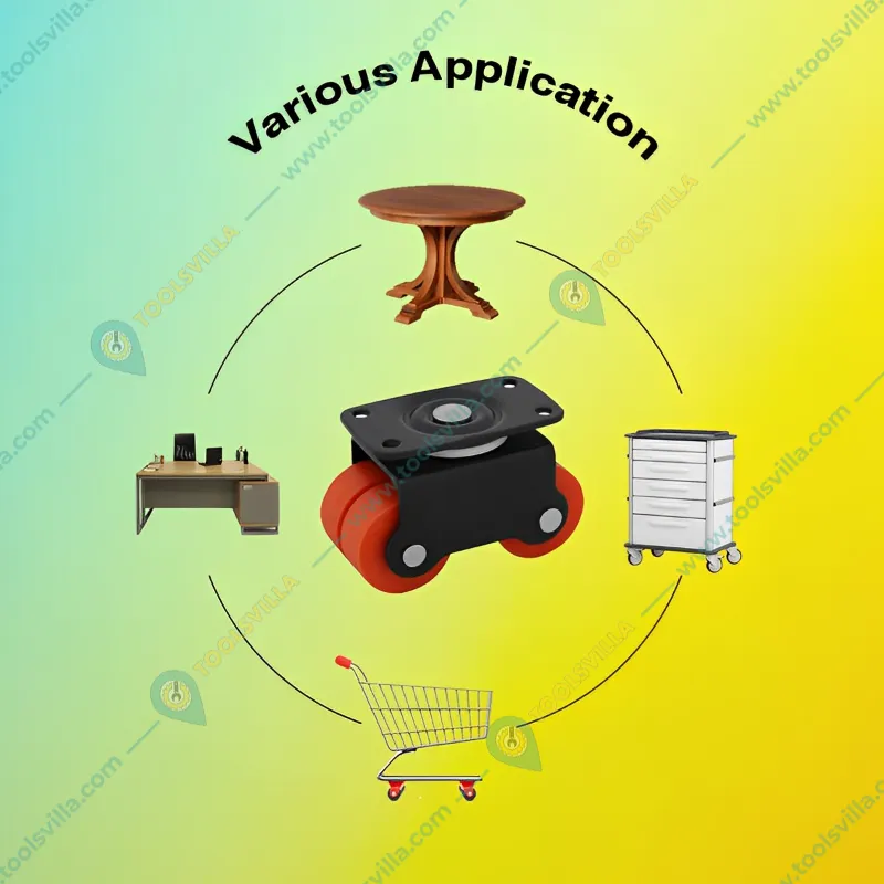 Ackwheel (A-16) Premium Quality Plate type 45mm Height Flat 360° Moving Top Plate Four Caster Wheel (Pack of 4)