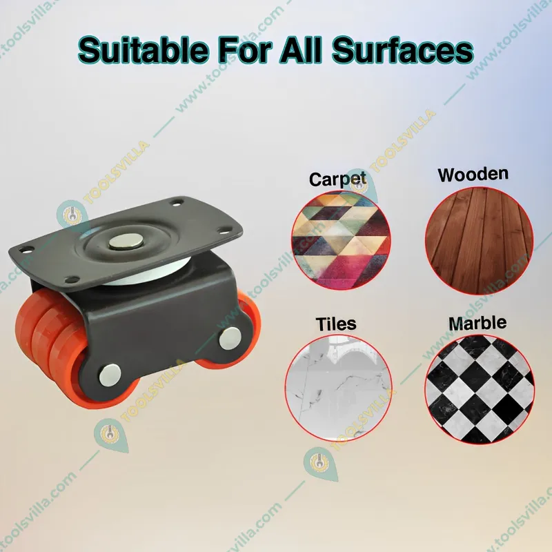 Ackwheel (A-5) 48mm Height Flat Radius Sixer Plate Type Caster Wheel With 360° Rotating Top Plate (Pack of 4)