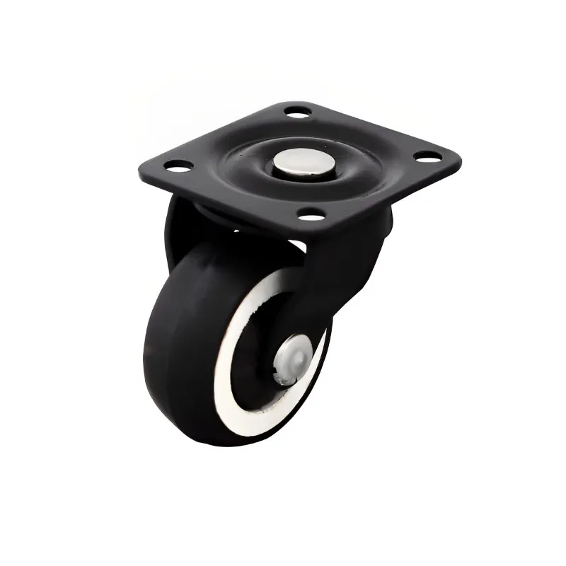 Ackwheel (A-63) Premium Quality Plate Type 38mm Height Steel & Plastics Radius Flat Rotating Plate Puff Castor Wheel (Pack of 12)