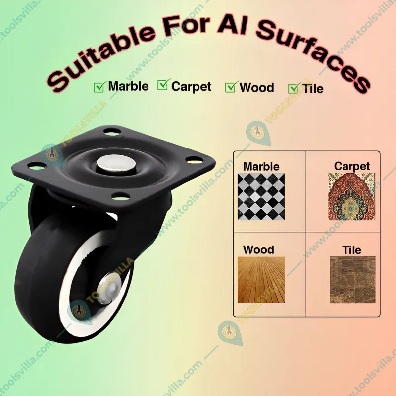Ackwheel (A-63) Premium Quality Plate Type 38mm Height Steel & Plastics Radius Flat Rotating Plate Puff Castor Wheel (Pack of 12)