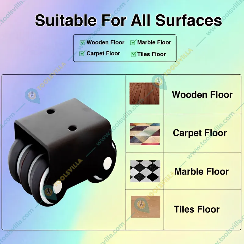 Ackwheel (A-66) Heavy Duty Plate type 38mm Height Steel & Plastics Radius Flat Plate type Sixer Caster Wheel (Pack of 4)