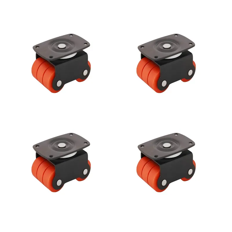 Ackwheel (A-8) Premium Quality 48mm Height Radius Flat Sixer Plate type Caster Wheel With 360° Rotating Top Plate (Pack of 4)