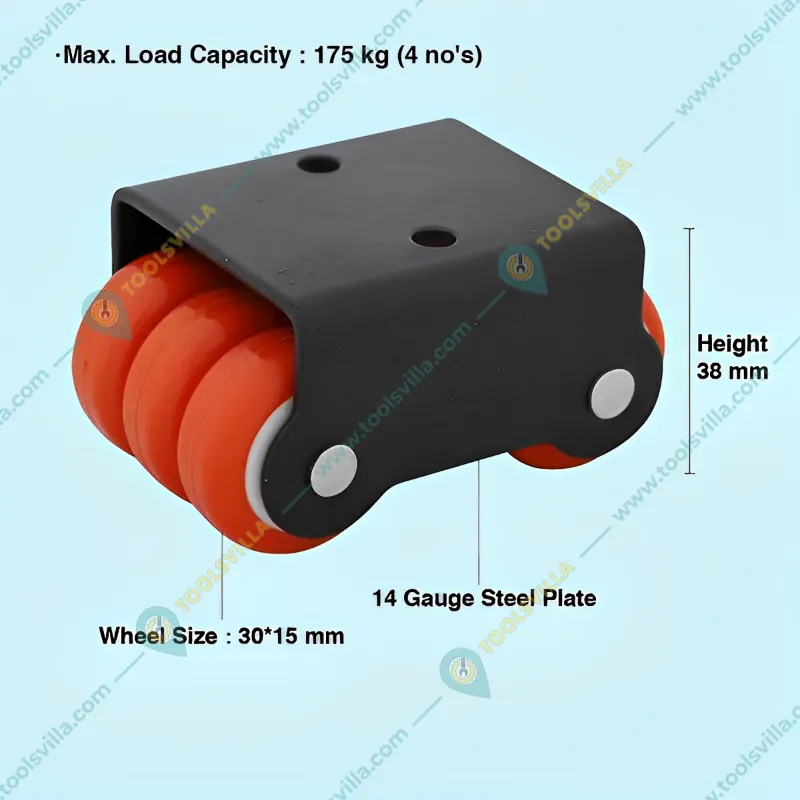 Ackwheel (A-2) Premium Quality Radius Flat Sixer Plate type Caster Wheel Steel & Plastics Material With 38 mm Height (Pack of 4)