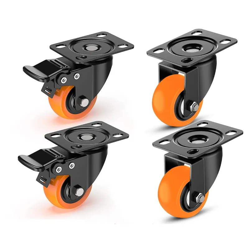 Ackwheel 3 inch (75 mm) Plate and Brake Type Puff Caster Wheel, 360 kg Load Capacity, A-106 (Set of 4)
