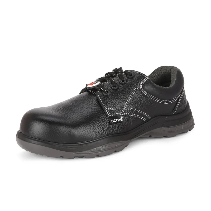 ACME Elics Pack of 1, 5 Composite Toe, Black Barton Buffalo Leather with Double Density PU Sole, Low Ankle Safety Shoe (CE & ISI Certified)(Pack-1 pair,Size-6)