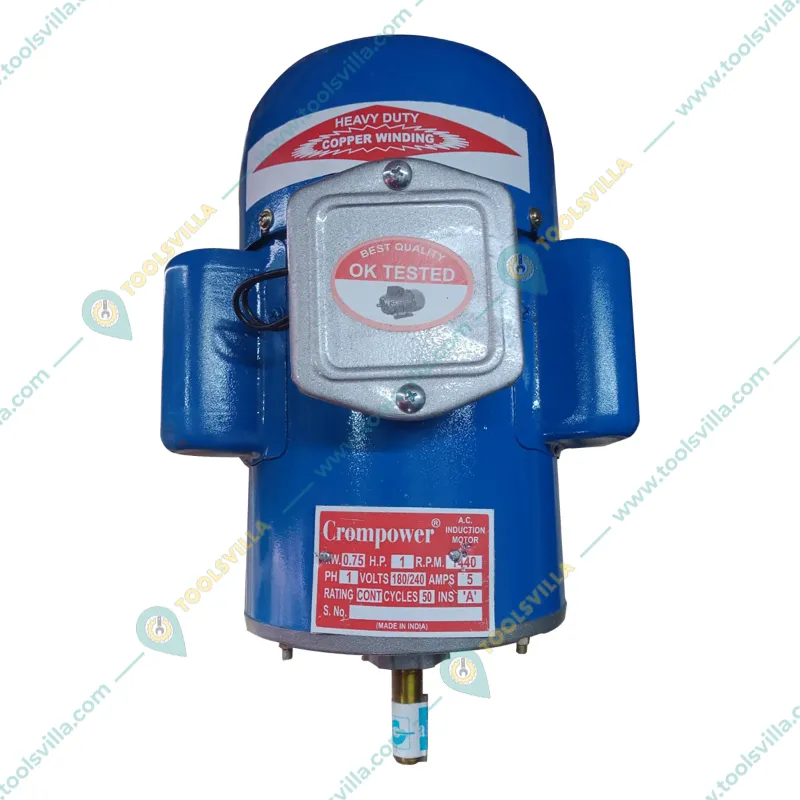 Crompower 1 HP 4 Pole Single Phase Foot Mounted AC Induction Motor With One Year Warranty