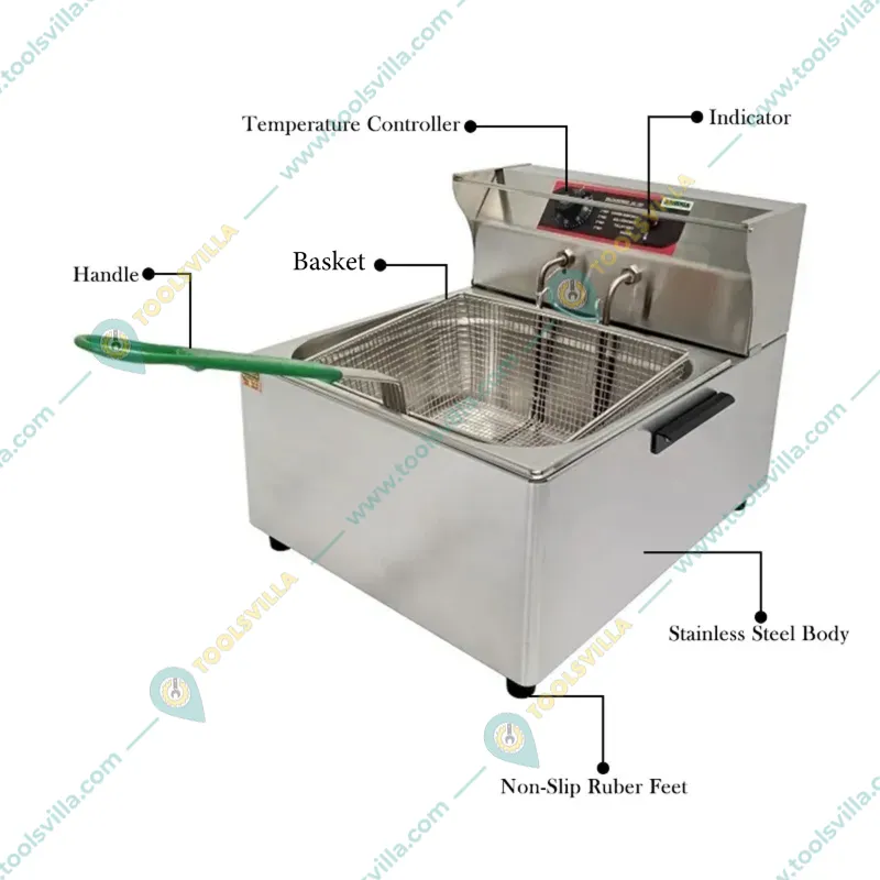 ADORMA DF 11L SGL Electric 11 Liter Deep Fryer With Analog Controls, 1800W with 1 Year Warranty 