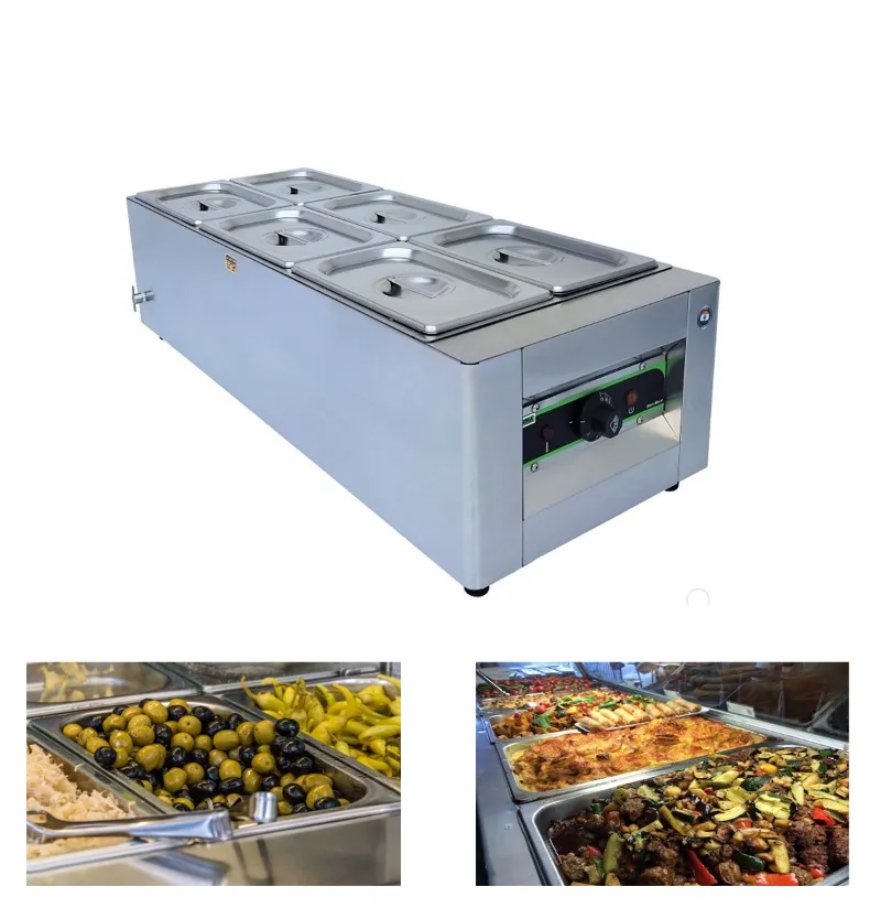 ADORMA BM 24,(6x4L) 24 Liters Bain Marie 6 Pot, 1200W Stainless Steel 304 water tank with 1 Year Warranty