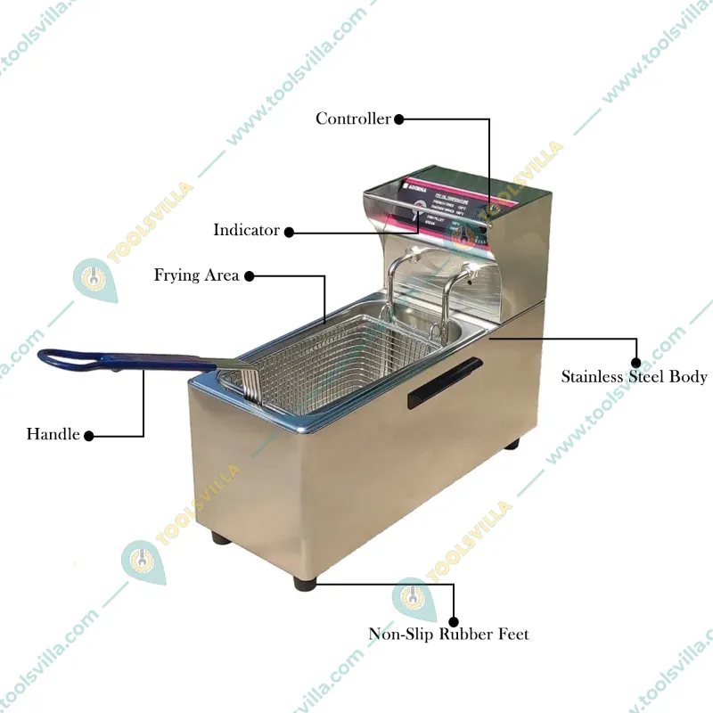 ADORMA DF8L SGL Electric 8L Deep Fryer With Analog Controls, 1800W with 1 Year Warranty 