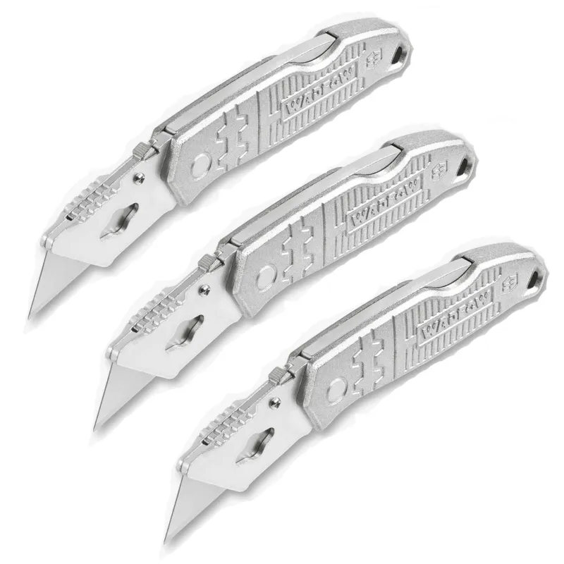 Wadfow pack of 3, Aluminum Alloy Folding knife 173mm, Box Cutter, Utility Knife ( WSK9461 ) 