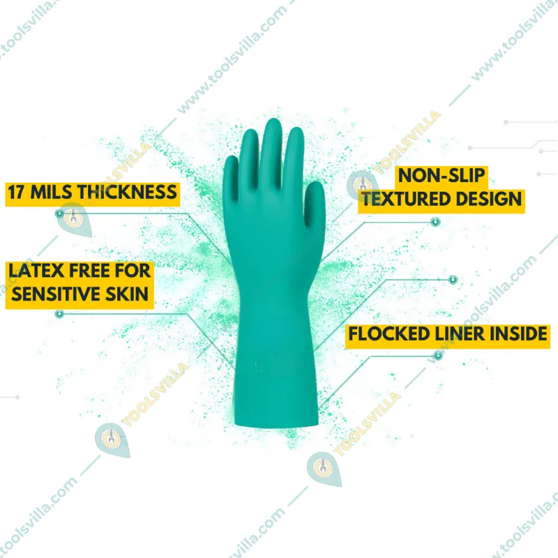 Ansell AlphaTec 37-676 Chemical Resistant Gloves, Nitrile Compound, Strong Protection against Acids and Solvents(Size-9,Pack-1)