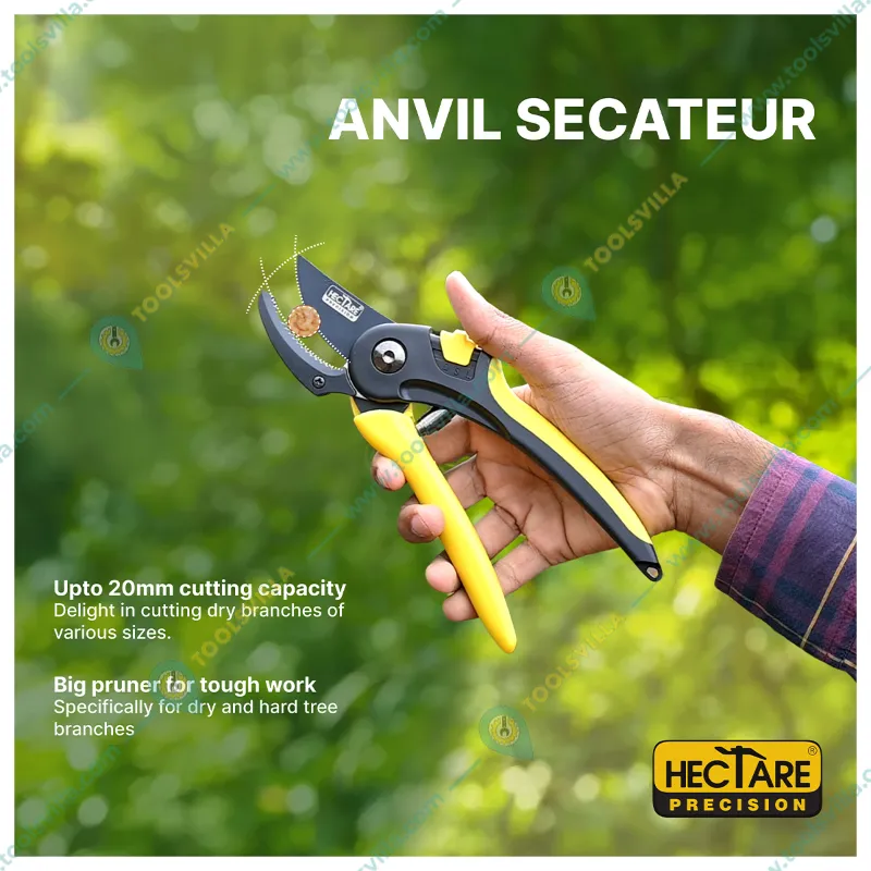Hectare Precision Garden Anvil Pruner | Secateur | Plant Cutter with 20 mm Cutting Diameter for Home Garden