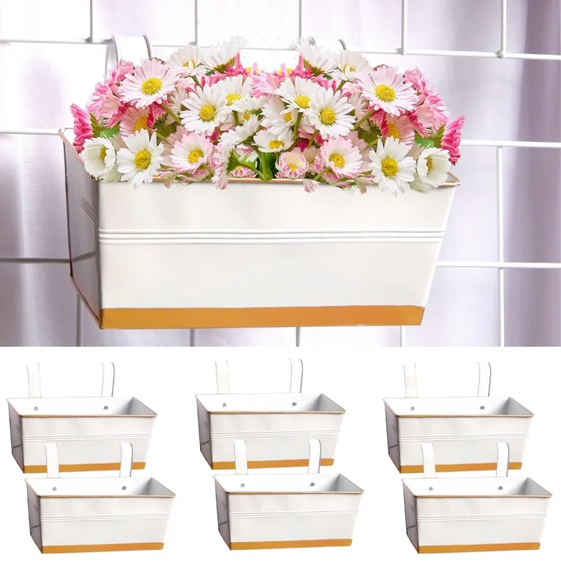 Ecofynd 16 inches Apollo Railing Planters | Hanging Pots for Balcony(EC18025-106-51A51)