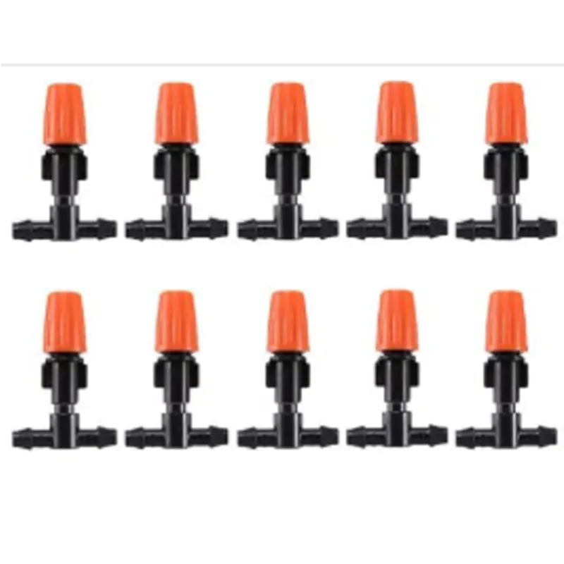 APPSTER Plastic Drip Irrigation Misting Nozzles with Tee Dripper Emitters for Greenhouse Watering System (Pack of 10)