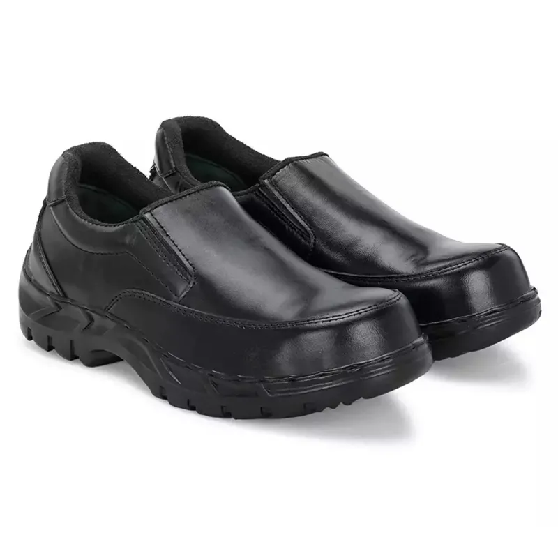 ArmaDuro ADR-1030 Pack of 1, 5, 10 Leather Steel Toe Black Safety Shoes, Slip-Resistant Sole, Durable Industrial Footwear(Pack-1 pair,Size-6)