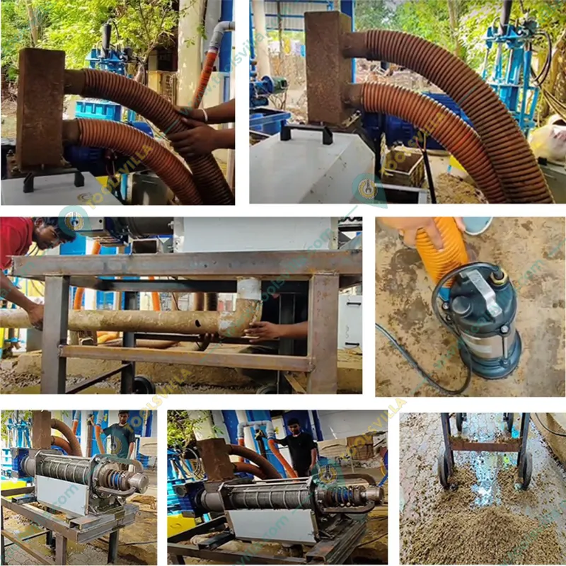 Automatic 2 Ton/hr Cow Dung Dewatering Machine Set 5HP Three Phase