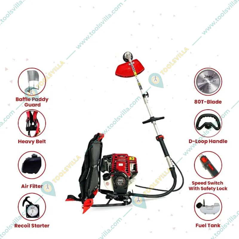 Heavy Duty 4 Stroke Backpack Multi Crop Brush Cutter 35 CC, With Free Attachments 