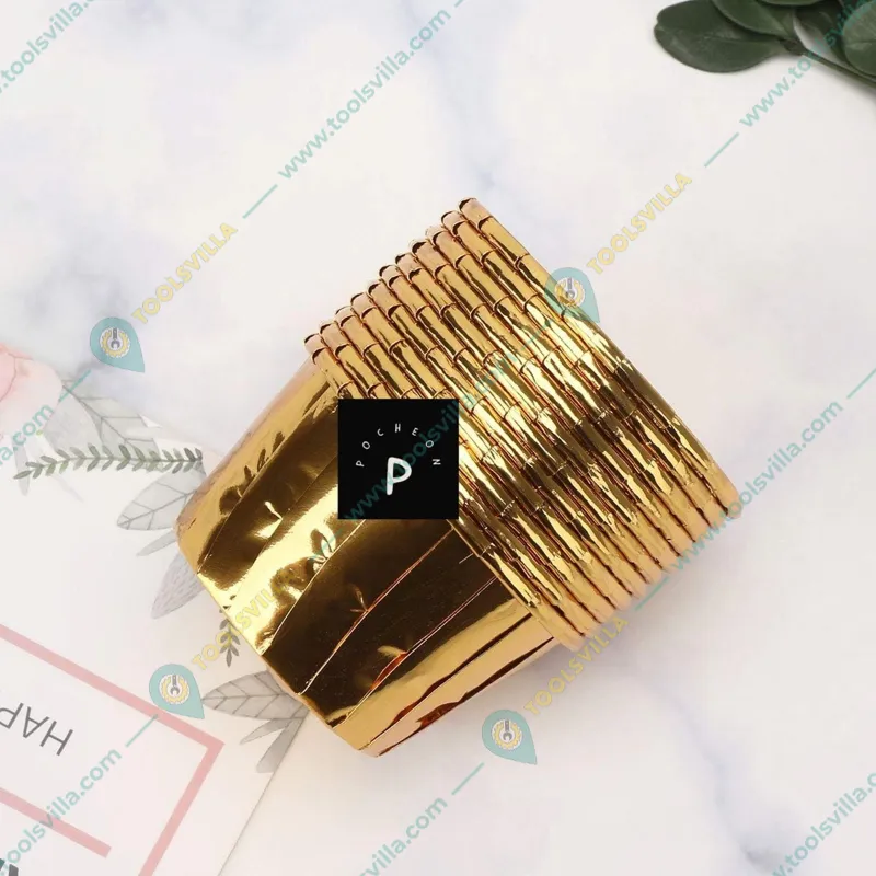 Pack of 100 POCHEON® Shiny Gold Little Cupcake Disposable Aluminium Foil Muffin Liners Baking Cups, Petite Tip Pan(Size-Small)