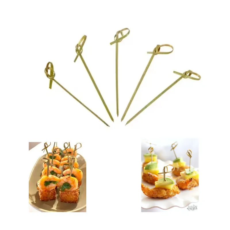 Bamboo Knot Picks 5 Inch For Appetizer, Sandwich, & Cocktail Drinks Used In Hotels, Cafes (Pack of 300)