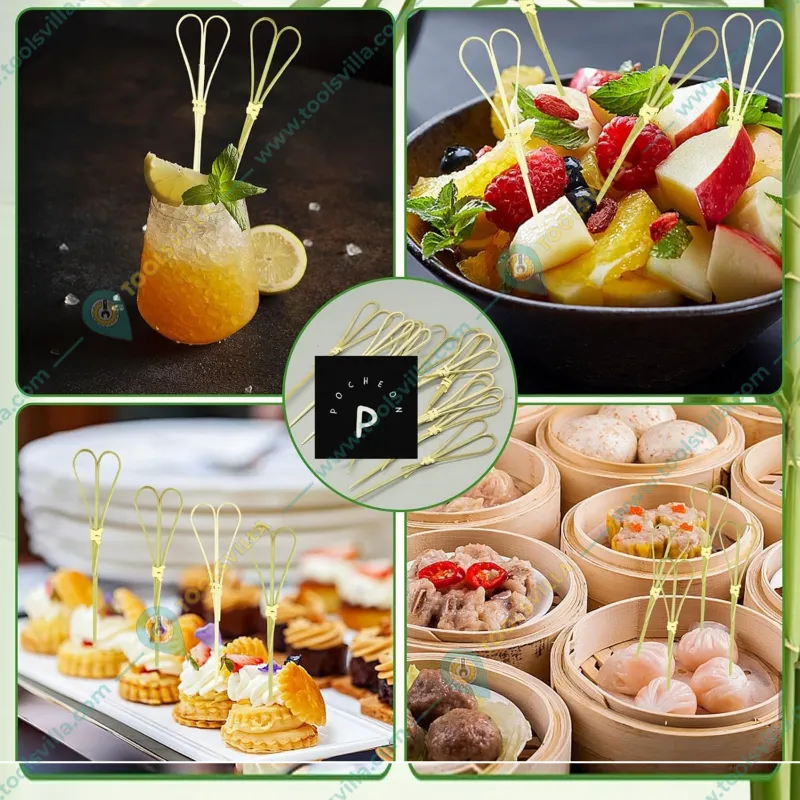POCHEON® 6 inch Size (Large) Heart Shaped Bamboo Skewers(Pack-50 pcs)