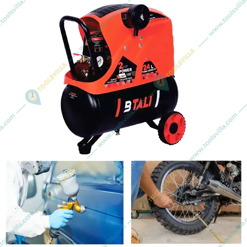 BTALI 24 Liters Air Compressor With 2 HP Motor, 115 psi Max. Pressure and 155 LPM Max. Flow (BT 24 ESMAC)