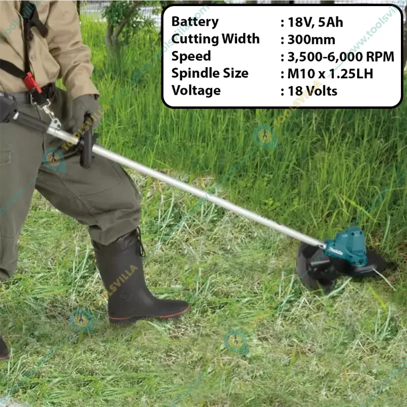 Makita DUR190LRT1, 240 Watt 18V Cordless Grass Cutting Machine with 2 Batteries and 1 Charger