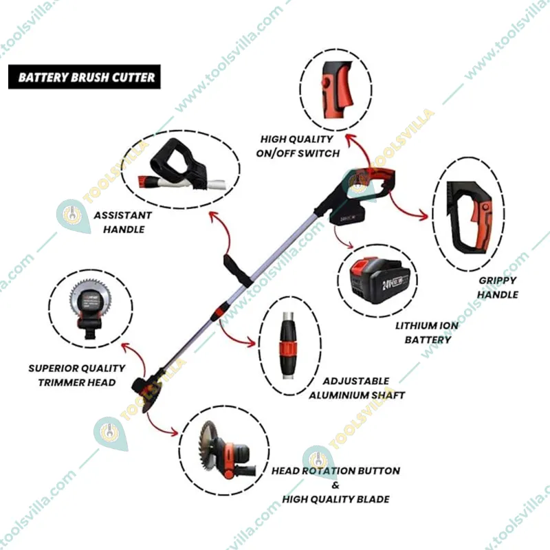 Heavy Duty Battery Operated Brush Cutter | Grass Cutter | Battery Lawn Mower, with Accessories 
