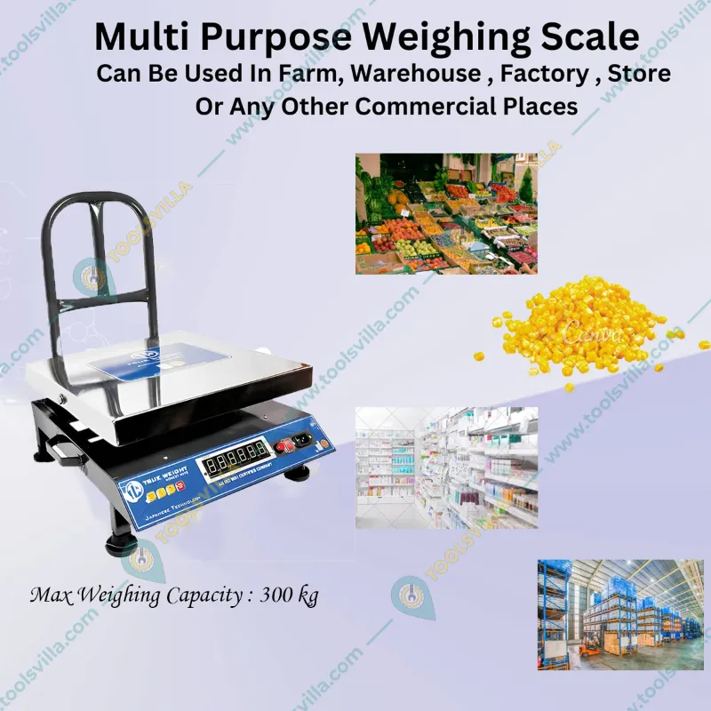 True Weight Bench Compact Scale Digital Weighing Machine, 300kg Capacity (TWP-300) with 1-Year Warranty
