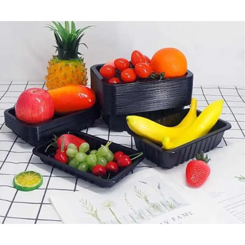 Reusable 140*190*100mm Black Rectangular Food Container 