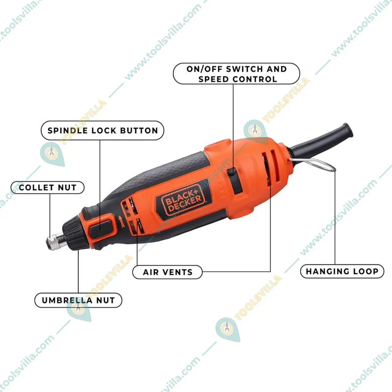BLACK+DECKER 180 Watt 220V Multi-Purpose Rotary Tool with Accessories, 35000 RPM (‎RT18KA-IN)