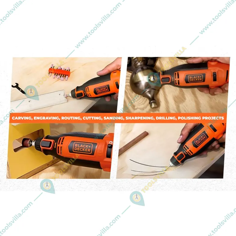 BLACK+DECKER 180 Watt 220V Multi-Purpose Rotary Tool with Accessories, 35000 RPM (‎RT18KA-IN)