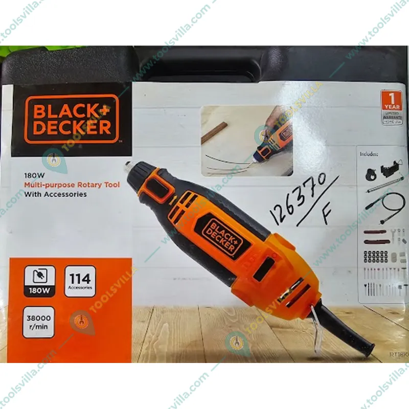 BLACK+DECKER 180 Watt 220V Multi-Purpose Rotary Tool with Accessories, 35000 RPM (‎RT18KA-IN)