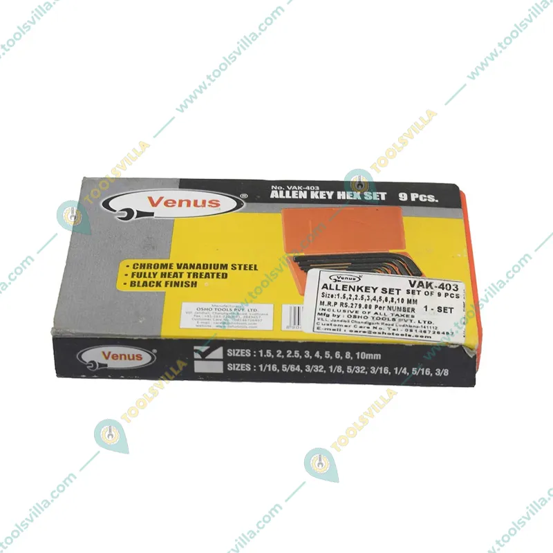 Venus 9 Pcs Inch Series Black Finish Allen Hex Key Set (VAK-403)