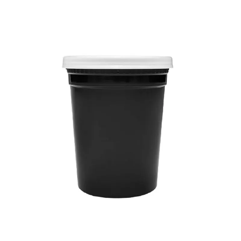 1000ml Black Round Containers with Lid(Pack-25 Pcs)