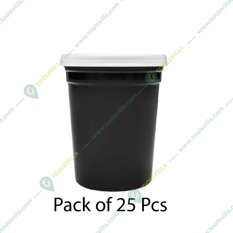 1000ml Black Round Containers with Lid(Pack-25 Pcs)