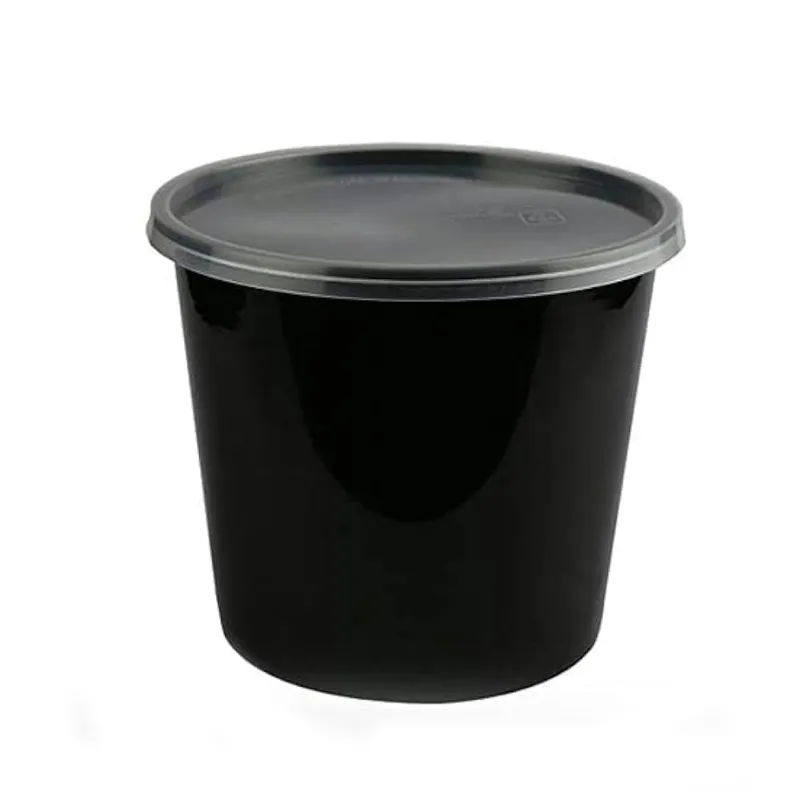 750ml Black Round Food Containers with Lid