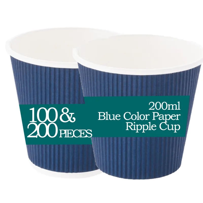 200ml Blue Color Paper Ripple Cup for Both Indoor and Outdoor Events