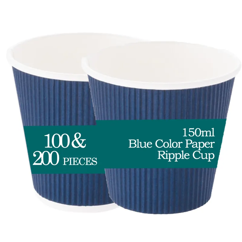 150ml Blue Color Paper Ripple Cup for Both Indoor and Outdoor Events