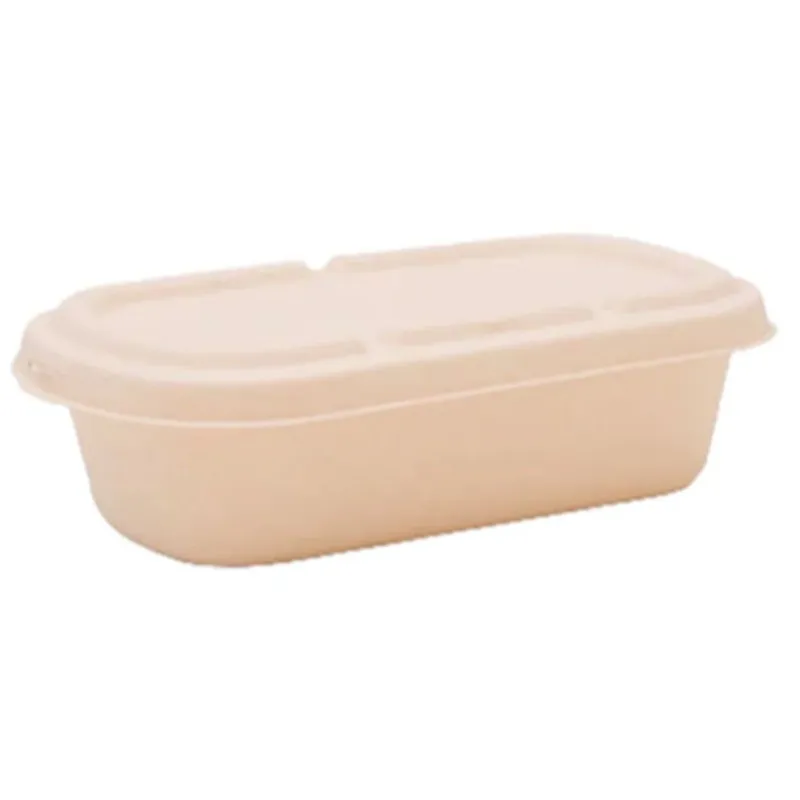 900ml Bagasse Boat Shaped Food Container with Lid, Bio-Degradable