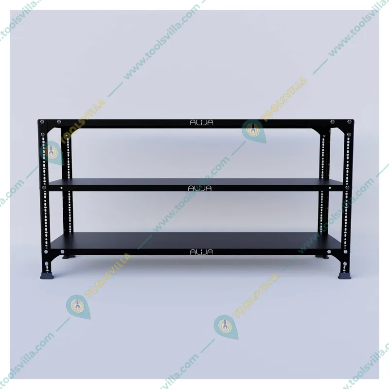 Alija 24 x 47 x 15 Inch 3 Shelves Multipurpose Storage Rack(Color-Black,Gauge-22 Gauge Shelves 16 Gauge Angle)