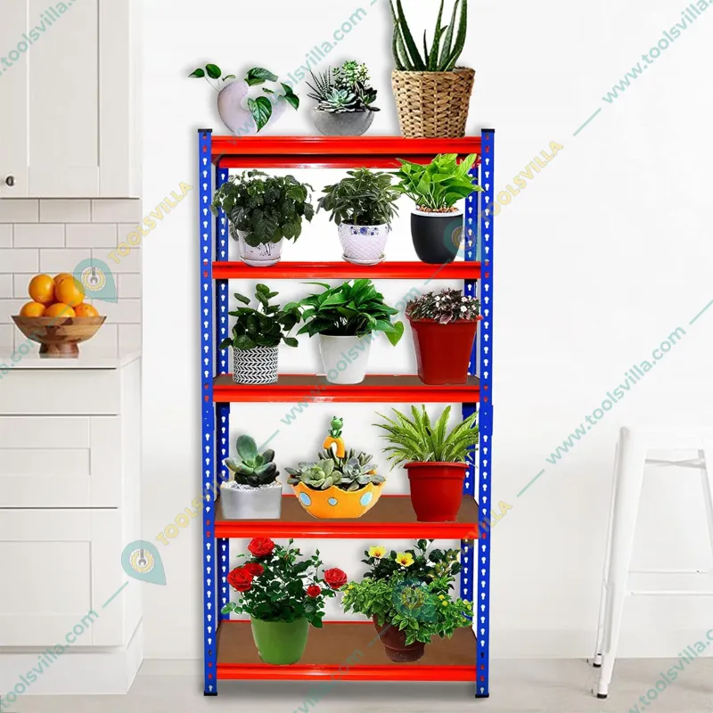 Blueboy 72 x 36 x 18 Inches 5 GI Shelves Boltless Adjustable Multipurpose Rack (Red and Blue) 
