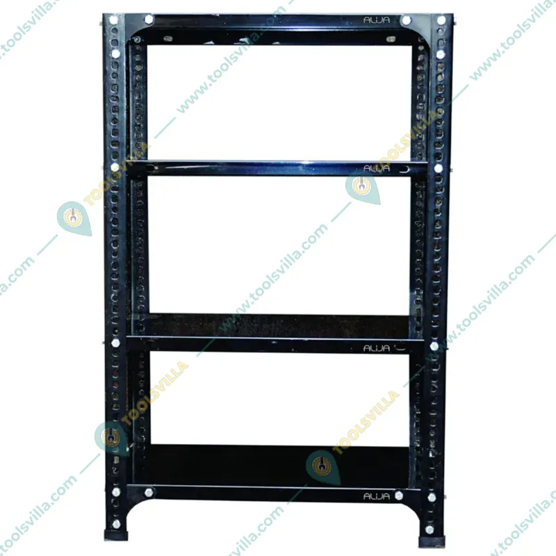 ALIJA 36 x 23 x 15 Inch 4 Shelves Multipurpose Storage Rack With Accessories(Gauge-24 gauge shelves, 18 gauge angle,Color-Black)